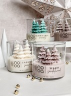 ZIMOWA ŚWIĄTECZNA ŚWIECA SOJOWA W SZKLE NA PREZENT - ZAPACHOWA Z CHOINKAMI