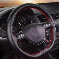 Obszycie kierownicy czarne + czerwona nić