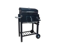 Grill Węglowy Żeliwny Duży z Pokrywą, Termometrem, Popielnikiem