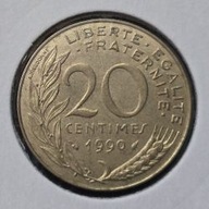 *FRANCJA [0112]*20 centymów CENTIMES 1990 Piąta Republika, Marianna Rośliny