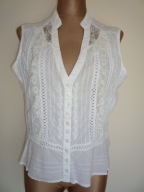 INDIA SLICZNA buzka BIALA koronki GUZIKI KWIATK 38