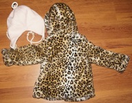 Kurteczka futerko płaszczyk panterka 86-92 + ciepła czapka gratis