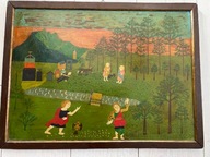 Ludwik Więcek Obraz "Scena z prorokiem Eliaszem" Art Brut - Sztuka Naiwna