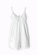 Biała sukienka Clockhouse XS haftowana cottagecore wiązanie w biuście