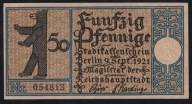PIENIĄDZ NOTGELD 50 PFENNIG BERLIN 1921 NIEMCY CESARSTWO
