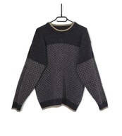 Męski Sweter Retro Wzory Wełna Shetland Szary Jack Ashore |R. L