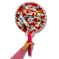 LIZAK ZE SŁODYCZY KINDER XXL PREZENT NA KOMUNIĘ RÓŻOWY DLA DZIEWCZYNKI BOX