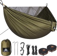 Hamak Kempingowy z Moskitierą 2-osobowy 290x140cm Nylon 300kg Kemping Ogród