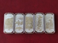 5 Chińskich Srebrnych Sztabek