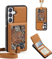 GRONDA do Samsung Galaxy S24 5G brązowy Portfel Skórzane z RFID + Smycz