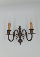 Pałacowy mosiężny kinkiet na dwie żarówki, vintage bardzo ładny 31cm