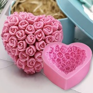 Forma silikonowa do odlewów, mydła, świec, dekoracja tortów Serce, Róża