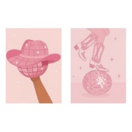 Zestaw Plakatów „Disco Cowgirl” – Ilustracyjne Plakaty Dekoracyjne