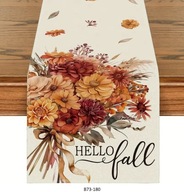 Bieżnik 183x33cm liście jesień jesienny kwiaty liście beżowy B73-180