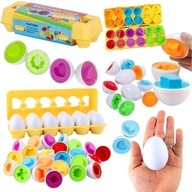 JAJKA SORTER UKŁADANKA ZABAWKA EDUKACYJNA PUZZLE KSZTAŁTY KOLORY 12EL