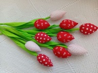 TULIPANY Z MATERIAŁU 35 cm, BUKIET 10 sztuk