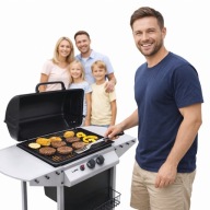 GRILL GAZOWY STOJĄCY 2 PALNIKI 5,5KW POKRYWA TERMOMETR PÓŁKI IDEALNY WIOSNA