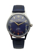 SZWAJCARSKI MĘSKI DUŻY ZEGAREK DELBANA 17J Z LAT 50-TYCH - GRANATOWA TARCZA