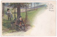 Owce pasterz chłopiec las wędrowiec ok.1900r. E. Docker