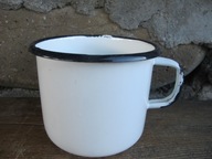 Stary emaliowany garnek z uchem_OLKUSZ PRL