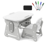 Zestaw stolik z krzesłem regulowany MICCOO szary do zabawy i nauki