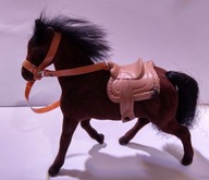 Realistyczny ciemno brązowy duży koń zabawka figurka siodło farma