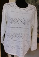 francuski biały sweter ażurowy r 44-48