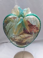 Bombka serce ręcznie zdobiona 15 CM myśliwska SD7