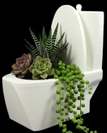 Doniczka plastikowa Toaleta Biała Dekoracyjna śmieszny prezent gadżet