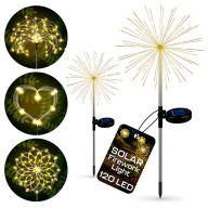 LAMPA SOLARNA OGRODOWA DMUCHAWIEC LED FAJERWERKI 2 SZT 70CM OZDOBNA WBIJANA