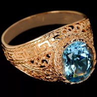 PERŚCIONEK Z DUŻYM NATURALNYM TOPAZEM