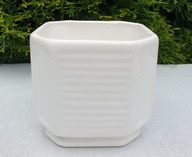 Doniczka ceramiczna biała w prążki