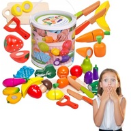 DREWNIANE OWOCE I WARZYWA DO KROJENIA NA RZEP DESKA NÓŻ ZESTAW XXL 17 EL