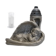 ZNICZ GIPSOWY DEKORACJA NA GRÓB Z ANIOŁKIEM DUŻY FIGURKA NAGROBNA OZDOBA