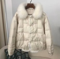 Damska kurtka puchowa z naturalnym futrem lisa