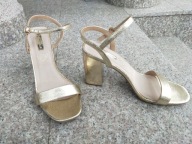 PRIMARK nr 40 złote włoskie eleganckie sandały na słupku