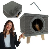 DRAPAK DLA KOTA NISKI LEGOWISKO DOMEK DLA KOTÓW BUDKA + WISZĄCA ZABAWKA