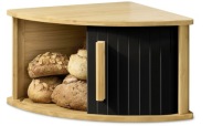 CHLEBAK NAROŻNY DREWNIANY Z DRZWICZKAMI PRZESUWNYMI CZARNY