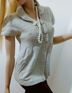 R_I_V_E_R I_S_L_A_N_D szara dzianinowa kamizelka z bufkami z kołnierzem M/L