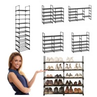 STOJAK MODUŁOWY NA BUTY 10 POZIOMOWY METALOWY CZARNY REGAŁ DO PRZEDPOKOJU