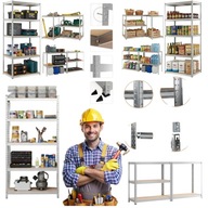 REGAŁ MAGAZYNOWY METALOWY GARAŻOWY SKRĘCANY SOLIDNY DO SPIŻARNI GARAŻU