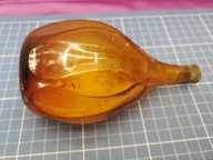 stare mała butelka z metalowym korkiem miodowe szkło 14,5cm apteka