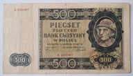Banknot Generalna Gubernia 500 zł 1940 rok SERIA: A