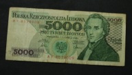 Polska - banknot - 5000 Złotych 1986 rok - Seria AY