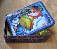 Płaska puszka z kwiatami po herbacie Zylanica dla WOŚP