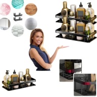 PÓŁKA ŁAZIENKOWA METALOWA WISZĄCA CZARNA LOFT POD PRYSZNIC DO ŁAZIENKI 2SZT