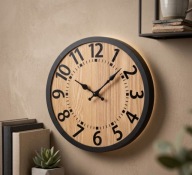 ZEGAR ŚCIENNY DUŻY DO SALONU DREWNIANY CICHY NA ŚCIANĘ NOWOCZESNY LOFT 35cm