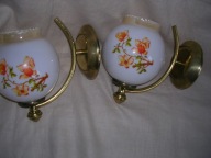 Kinkiety 2 szt z mosiądzu z kloszami szklanymi Vintage