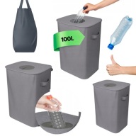 WYTRZYMAŁY KOSZ NA BUTELKI I PUSZKI 100L Z WYJMOWANYM WORKIEM SEGREGACJA