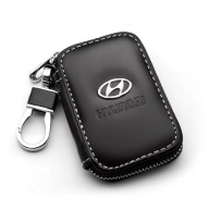 HYUNDAI BRELOK ETUI NA KLUCZYKI SKÓRA CHROM NOWOCZESNY DESIGN CZARNY